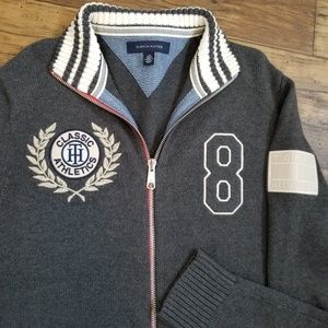 Tommy Hilfiger Sz L Cotton Zip up Sweater LOGOS